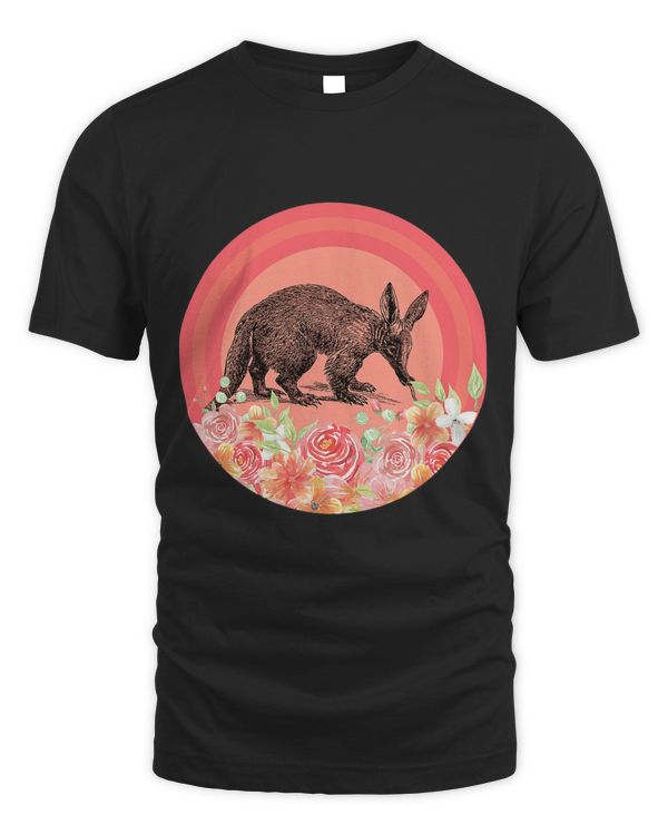Anteater Zoo Animal Flowers Floral 70s Vintage Retro Pink