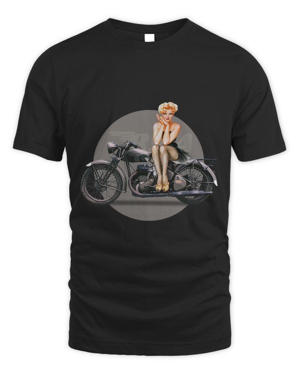Pin Up Girl 1940s Motorcycle Retro Poster WW2