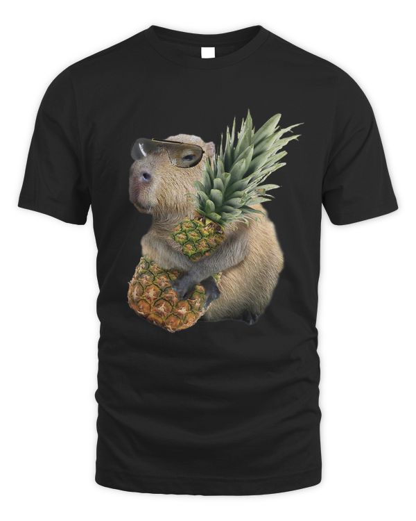 Capybara Eating Pineapple Sunglasses Funny Cute