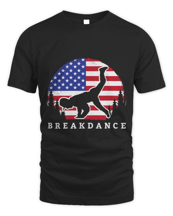 Breakdance cool graphic of Sunset and Flag art