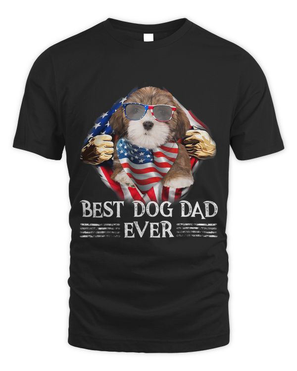Best Lhasa Apso Dad Ever American Flag 4th Of July Gifts Men