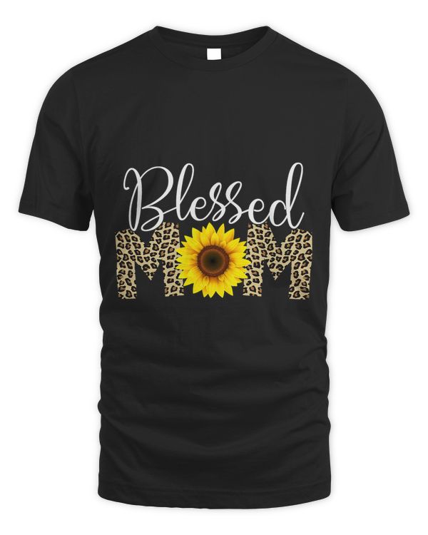 Blessed Mom Leopard Print Sunflower