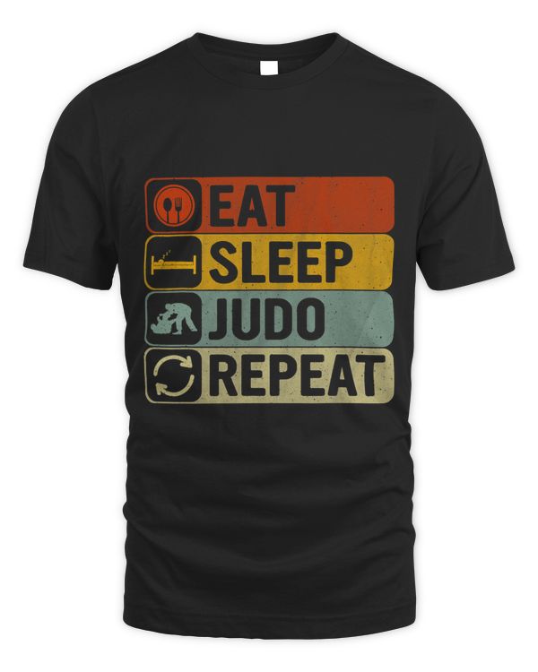 Eat Sleep Judo Repeat Retro 60s 70s Design Funny Judo Lover