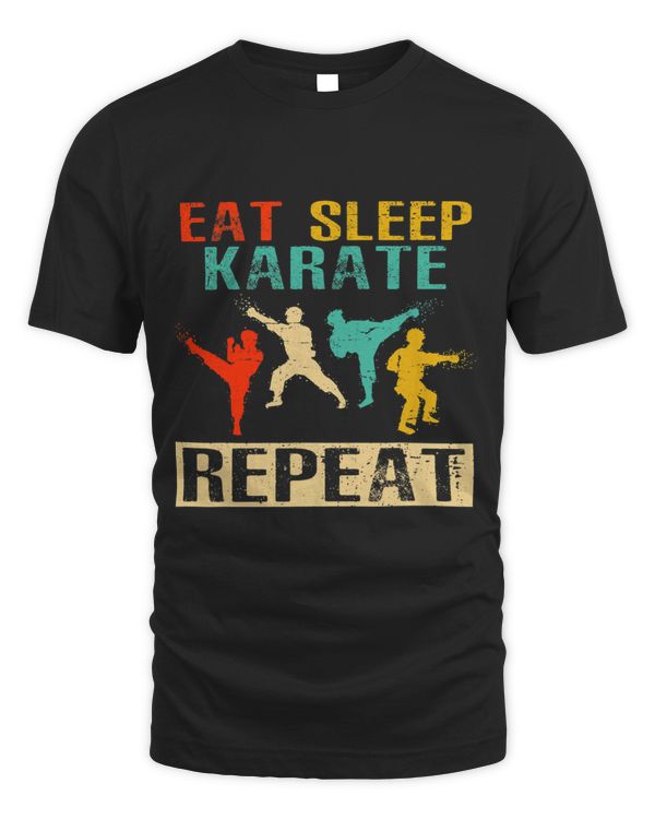 Eat Sleep Karate Repeat Retro Design Martial Arts Training