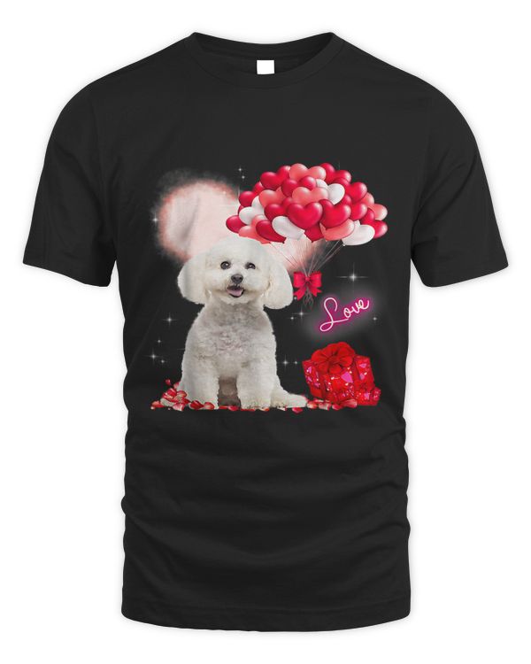 Cute Bichon Frise Balloon Heart Valentines Day Valentine