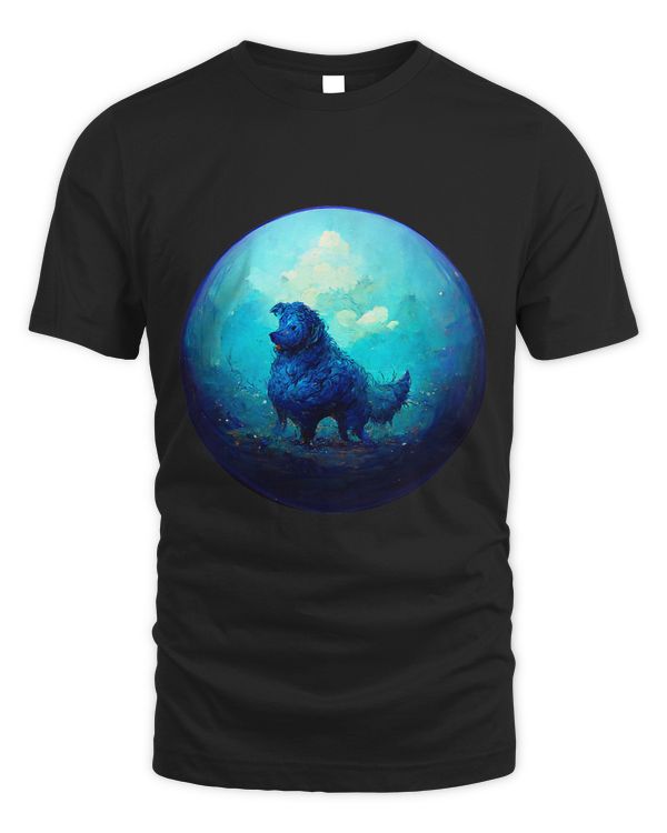 Blue Dog on the Moon The Blue Crytal Ball Art Oil Paint