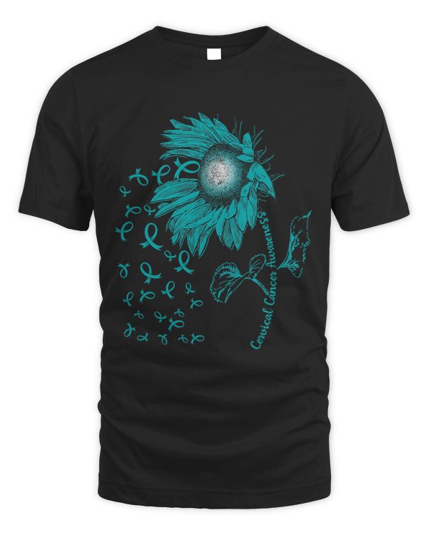Cervical Cancer Awareness Sunflower Teal Ribbon