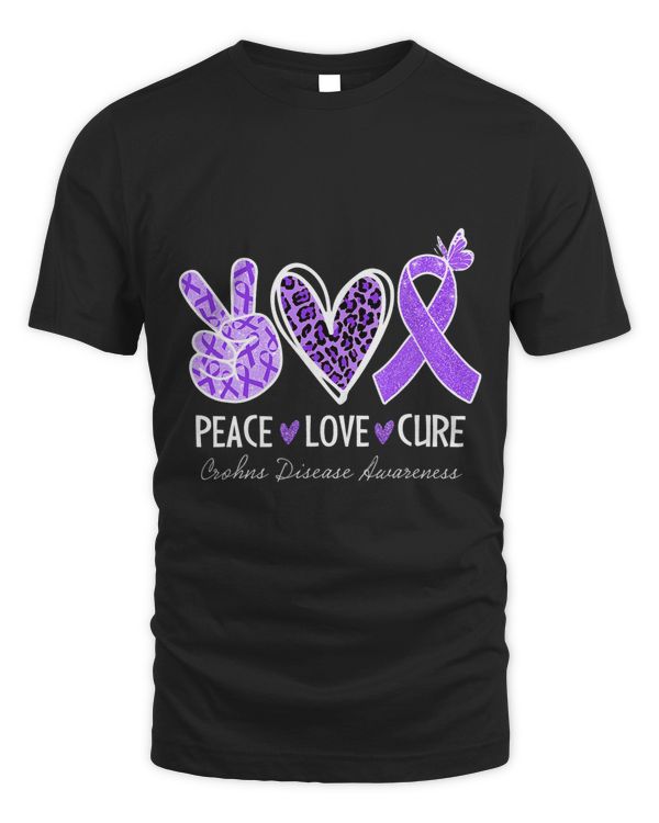 Crohns Disease Awareness Peace Love Cure Leopard