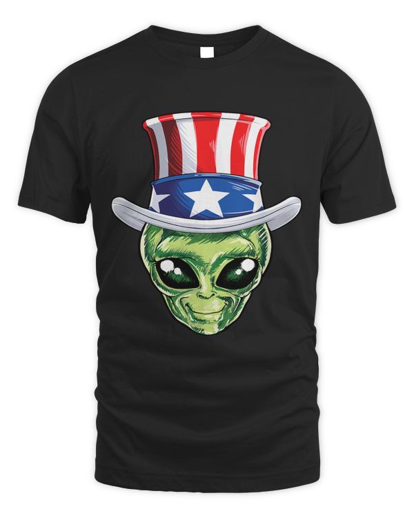 Alien 4th Of July Uncle Sam UFO Men Women American Flag Gift