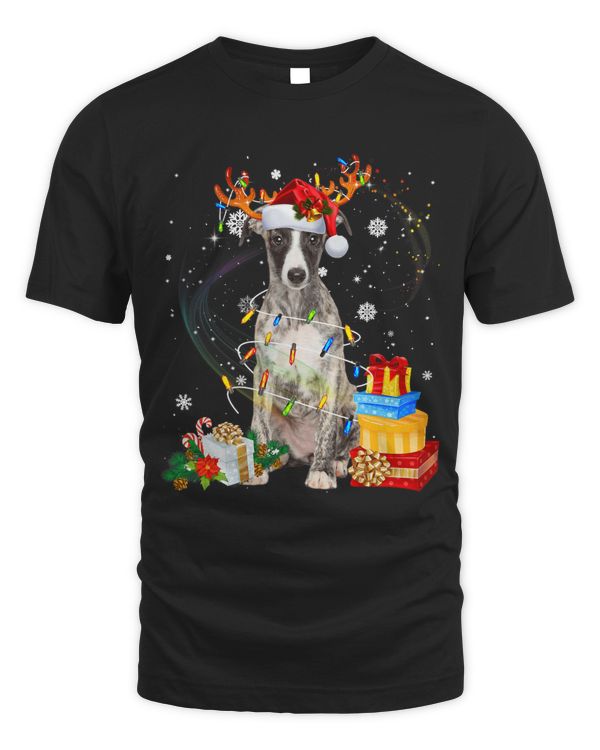 Greyhound Reindeer Christmas Lights Funny Dog Xmas Gift T-Shirt