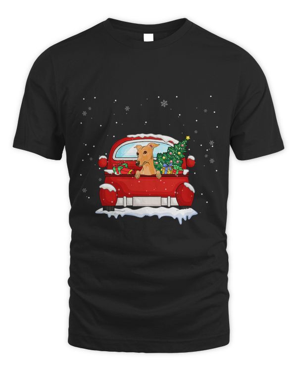 Greyhound Ride Red Truck Christmas Pajama Xmas Lover T-Shirt