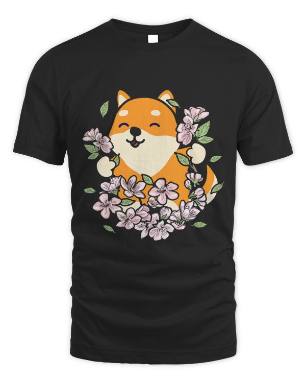 Shiba Inu in Sakura and Cherry blossom and kawaii shiba inu