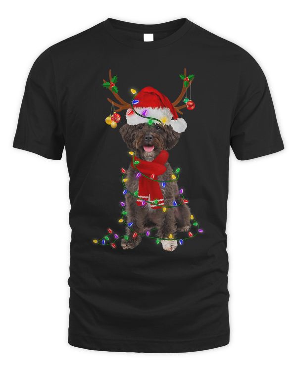 Funny Schnoodle Dog Tree Christmas Lights Xmas Pajama 331