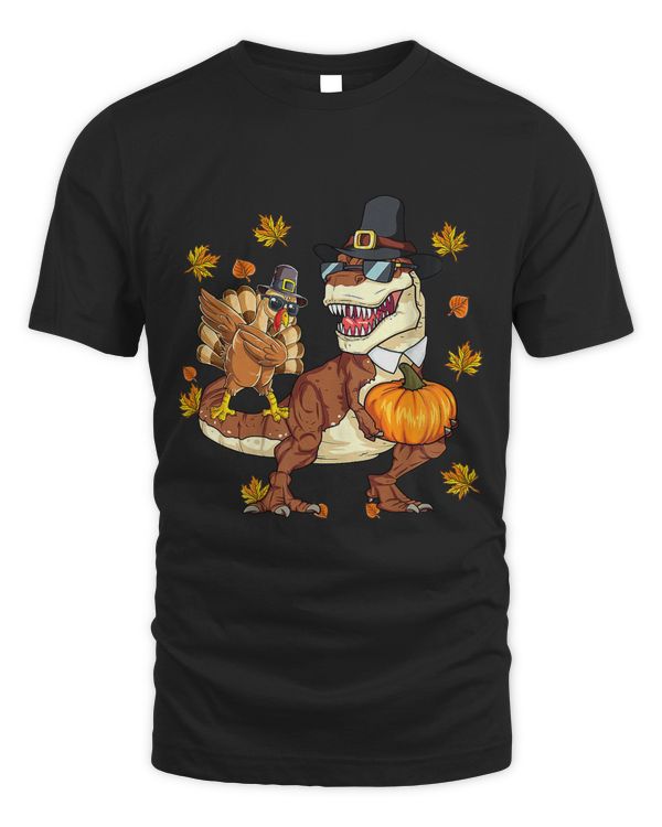 Thanksgiving Dabbing Pilgrim Turkey riding a Pilgrim T Rex 17