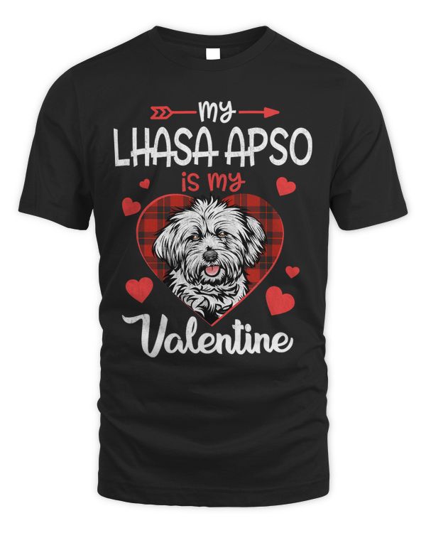 Lhasa Apso Is My Valentine Red Plaid Heart Valentine Day 152