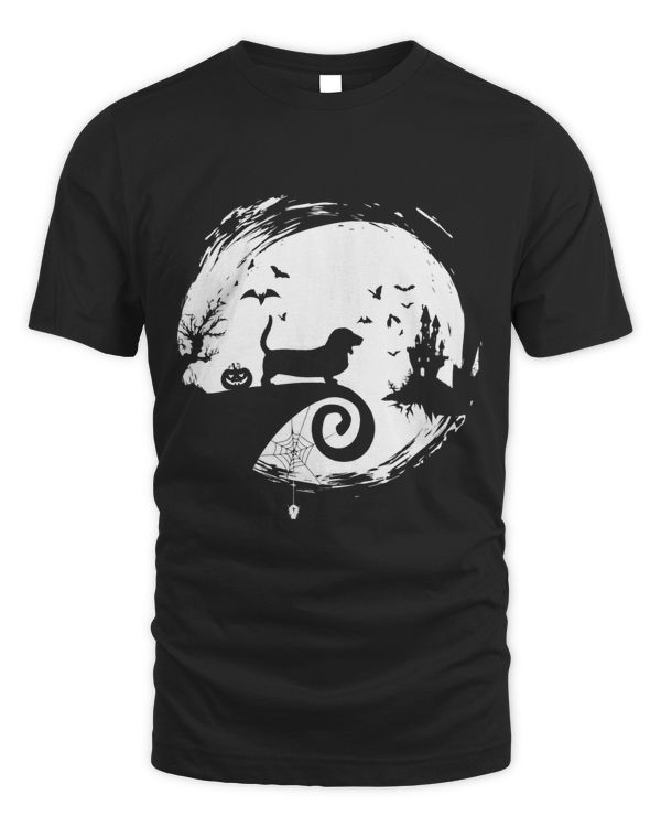 Basset Hound Halloween Costume Moon Silhouette Creepy