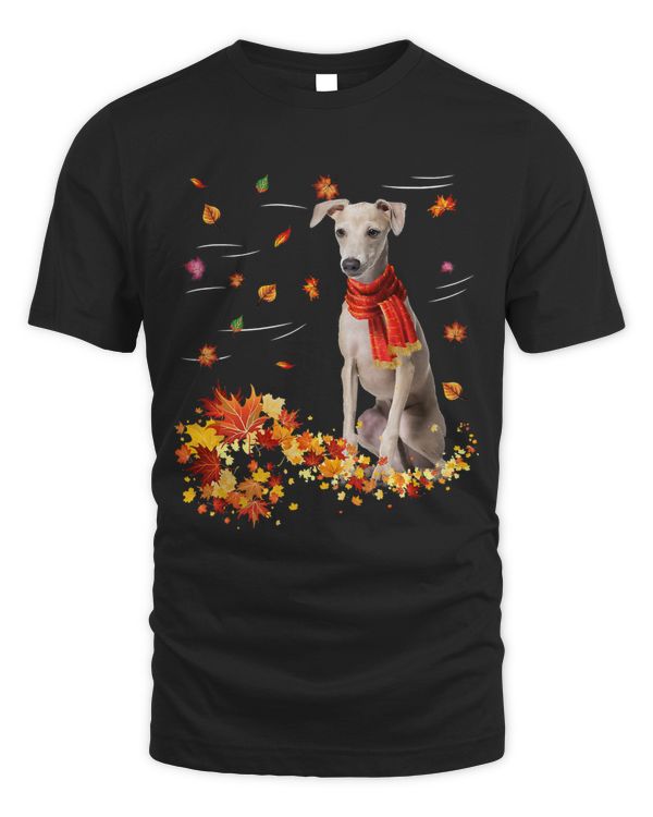 Greyhound With Fall Scarf Cute Autumn Greyhound Lover101