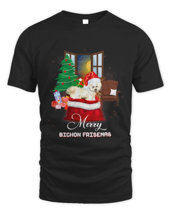 Merry Bichon Frise Christmas Dog Gift Lover Tee