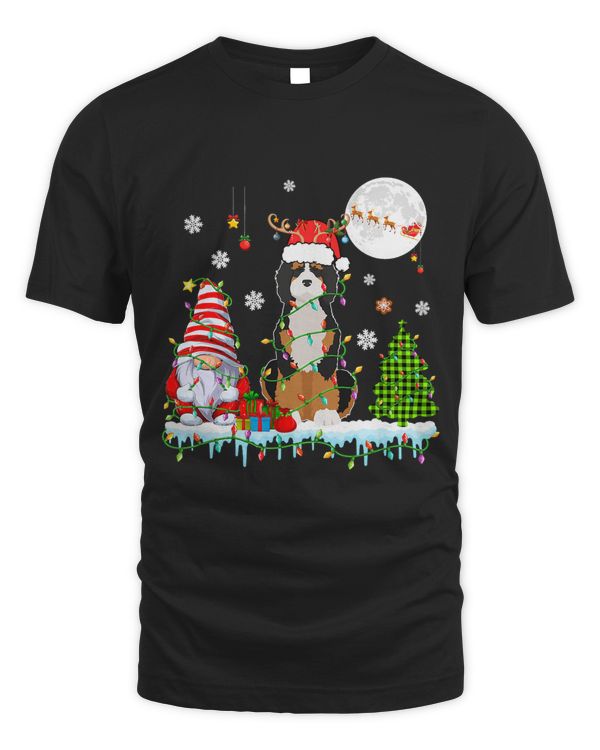 Santa Reindeer Bernedoodle With Gnome Xmas Dog Lover Owner 98