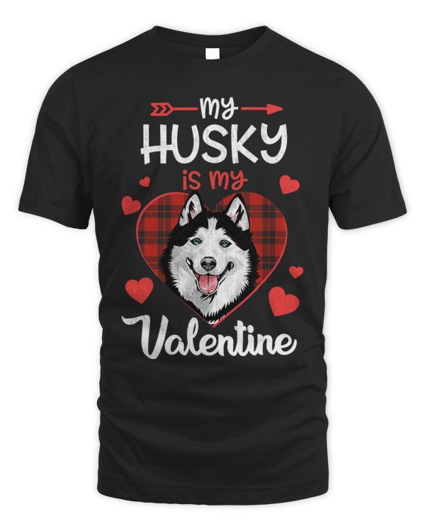Husky Is My Valentine Dog Red Plaid Heart Valentine Day 156