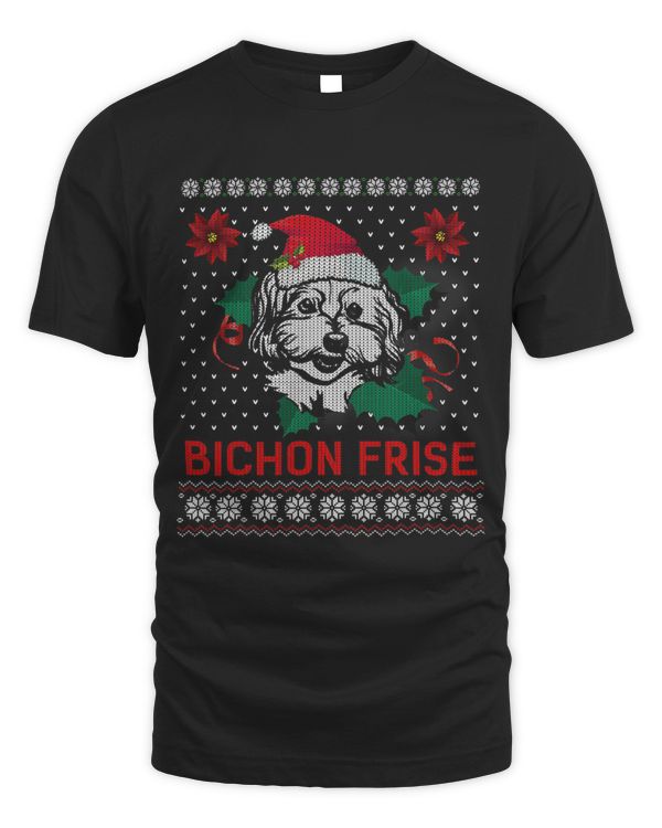 Bichon Frise Ugly Christmas Dog Gift Lover Tee