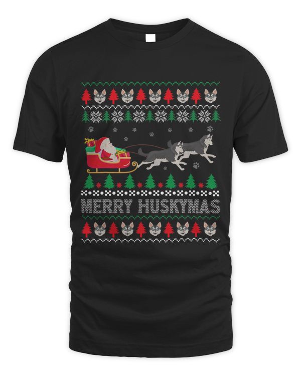 Merry Huskymas Siberian Husky Dogs Ugly Christmas Sweater