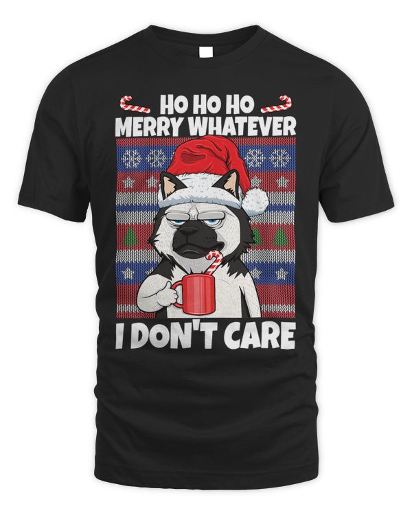 Merry Whatever I Dont Care Annoyed Dog Anti Christmas Husky