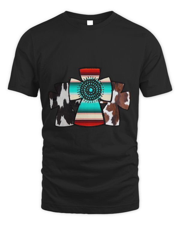 Western Cross Aztec Cross Turquoise Leopard Cowhide Cross
