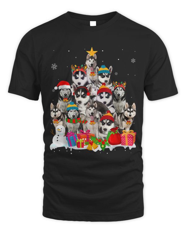 Funny Siberian Husky Christmas Tree Pet Dog Lover