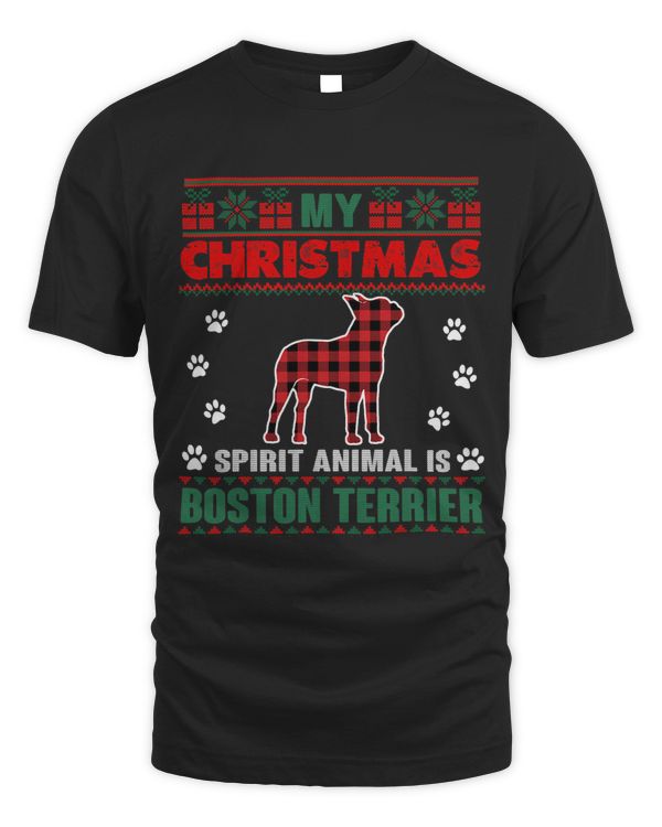 My Spirit Animal Is Bostie Dog Owners Ugly Christmas Sweater