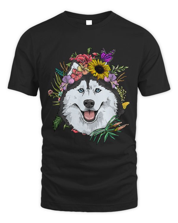 Floral Siberian Husky Dog Spring Nature Siberian Husky Lover 421