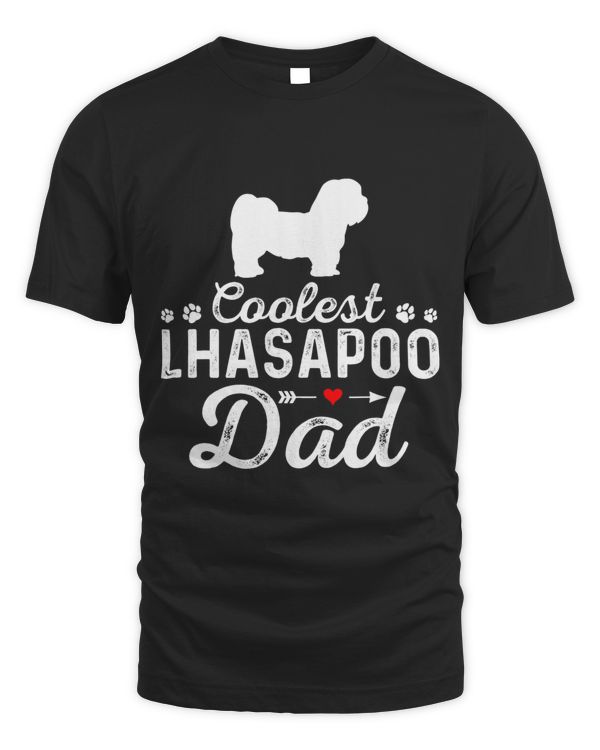 Mens Coolest Lhasapoo Dad Funny Dog Dad Pet Dog Family