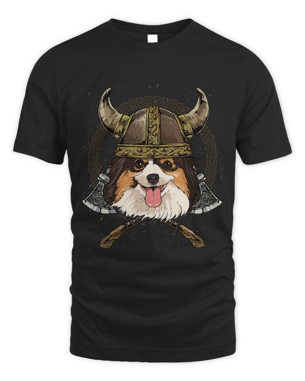 Viking Papillon Dog with Viking Helmet Mjolnir Axes 112
