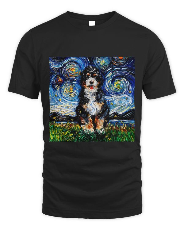Starry Night Bernedoodle Dog Van Gogh Dog Gift