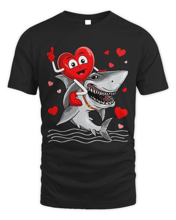 Funny Heart Ride Shark Lovers Fans Valentine Kids Boys Girls