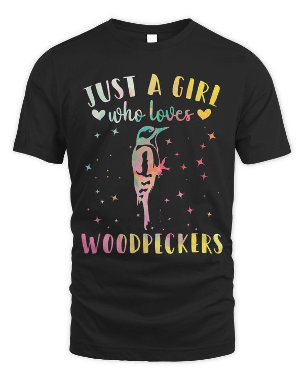Just a Girl Who Loves Woodpeckers Watercolor Woodpecker Wome 193