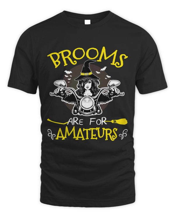 Womens Halloween Witch Riding Motorcycle Brooms Are For Amateurs