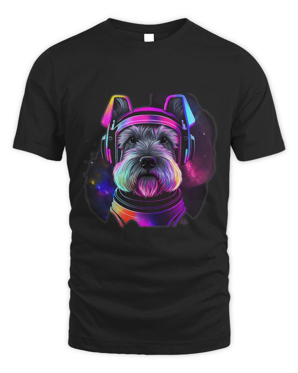 Miniature Schnauzer Astronaut Dog Colorful Space Explorer