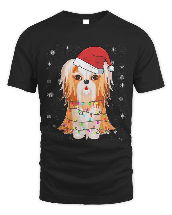 Shih Tzu Santa Hat Xmas Lights Tree Christmas Pajama Dog 94