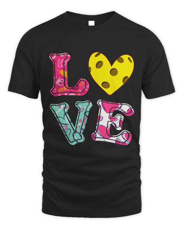Funny Love Pickleball Ball Heart Shape Valentines Day Boys