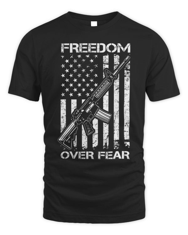 Freedom Over Fear AR15 USA Flag Pro Gun 2nd Amendment