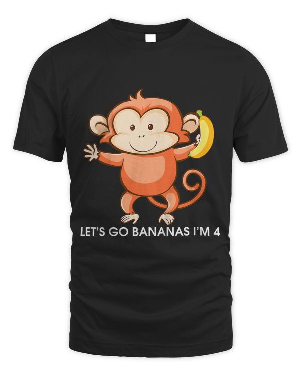 Kids Lets Go Bananas Im 4th Birthday Bday Kids Four Boy Cute