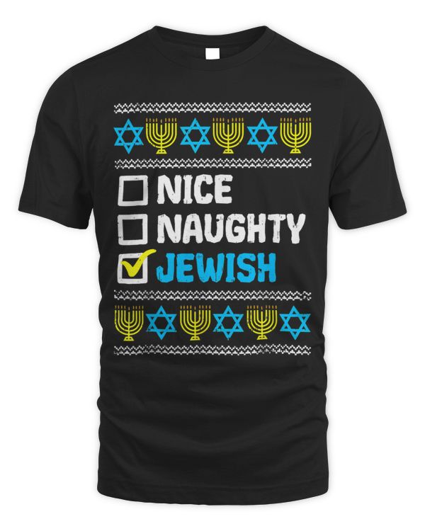 Nice Naughty Jewish Ugly Hanukkah Sweater Chanukah Jew 334