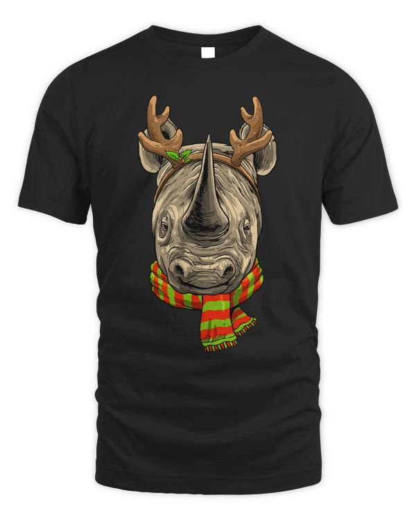 Christmas Rhinoceros Santa Clause Reindeer Xmas Safari Rhino128