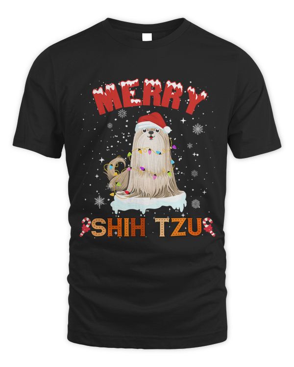 Merry Shih Tzu Christmas Santa Hat Dog Xmas Men Women Kids 74