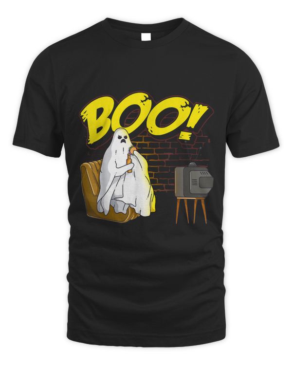 Boo Ghost Watching TV DrinkingEating a Hamburger Funny 40