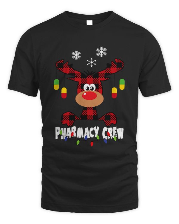 Funny Red Plaid Reindeer Pharmacy Crew Christmas 574