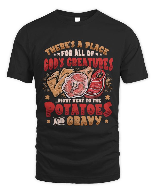 Mens Creatures Next To Potatoes And Gravy Meat Eater BBQ321