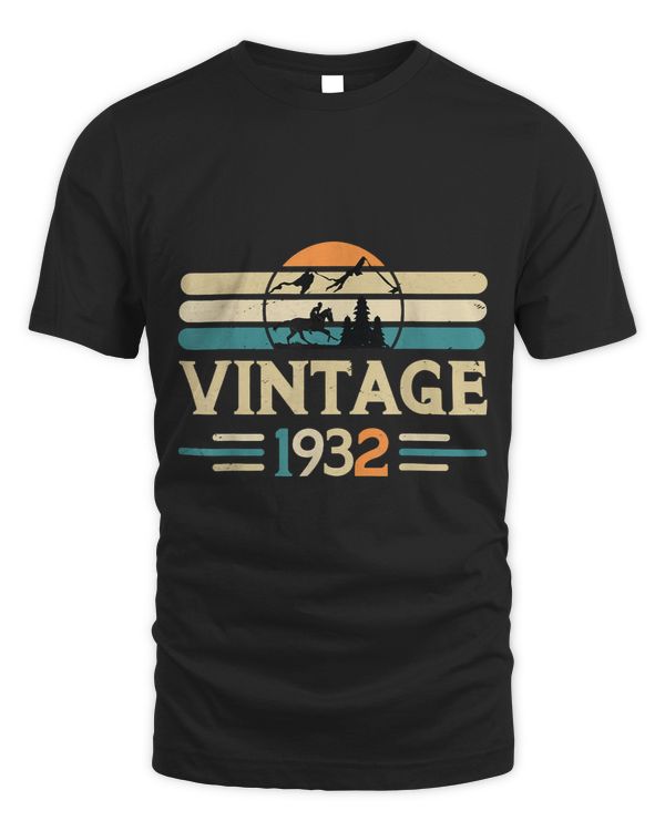 90th Birthday Horseback Riding Vintage Tees 1932 Classic