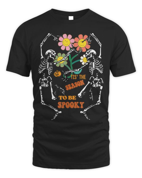 Tis The Season To Be Spooky Dancing Skeletons Pumpkin Flower 82